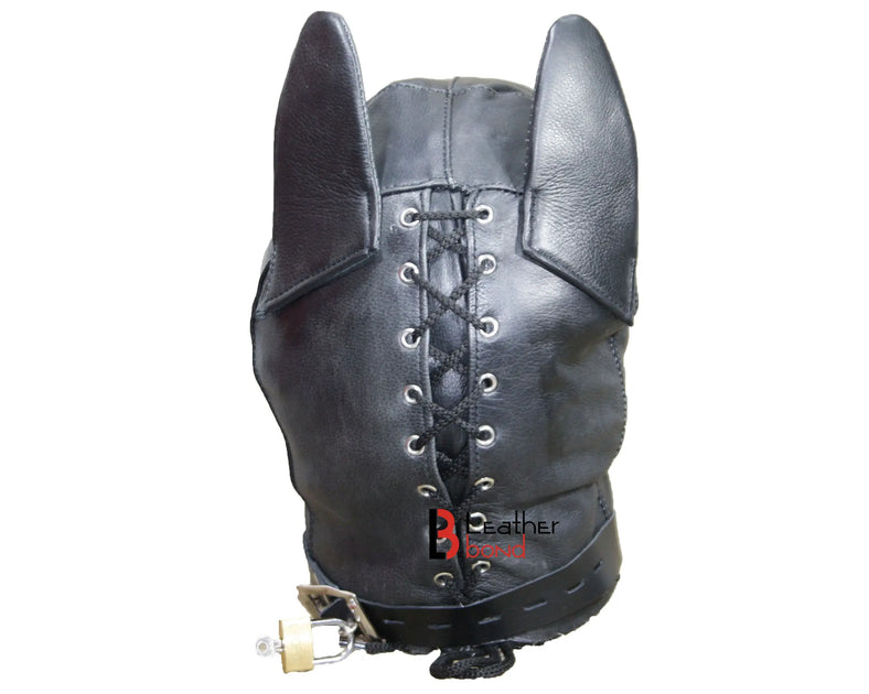 Genuine Cowhide Leather Mask Sensory deals Deprivation Hood Costume Reenactment Gear Padded & Lockable