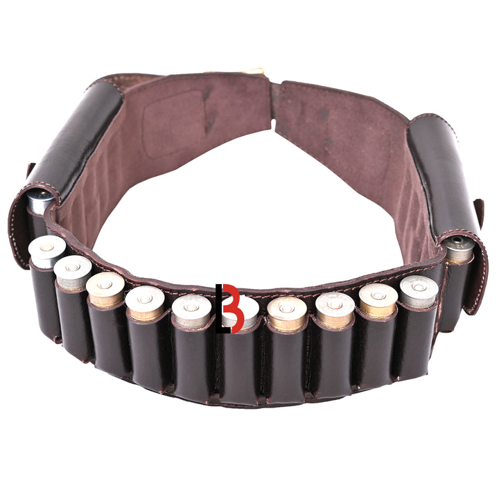 Cowhide Leather Shotshell Bandolier Belt Shotgun Shell Belt Ammunition Carrier