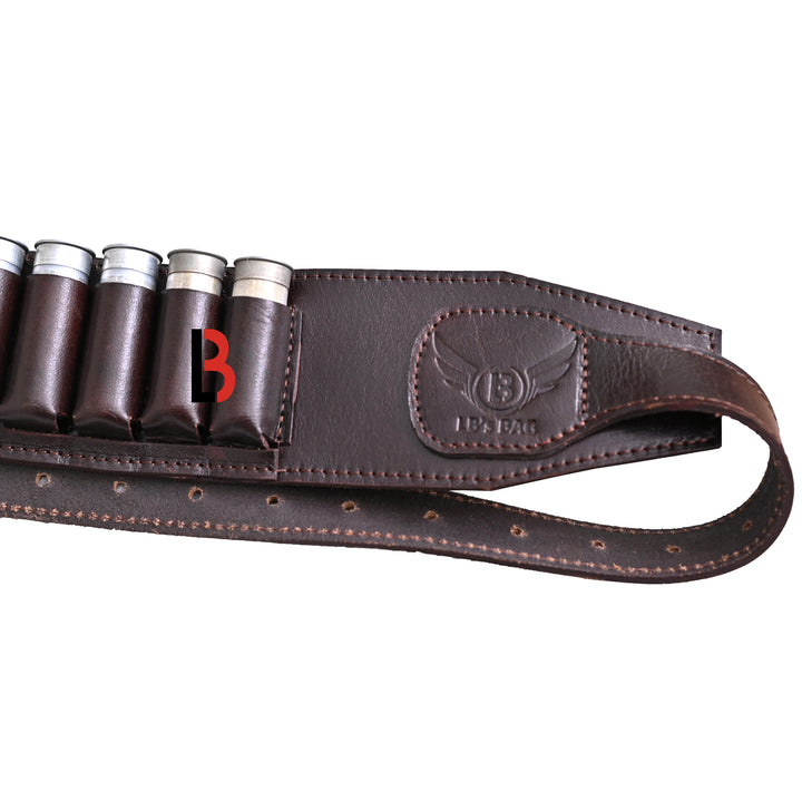 Cowhide Leather Shotshell Bandolier Belt Shotgun Shell Belt Ammunition Carrier