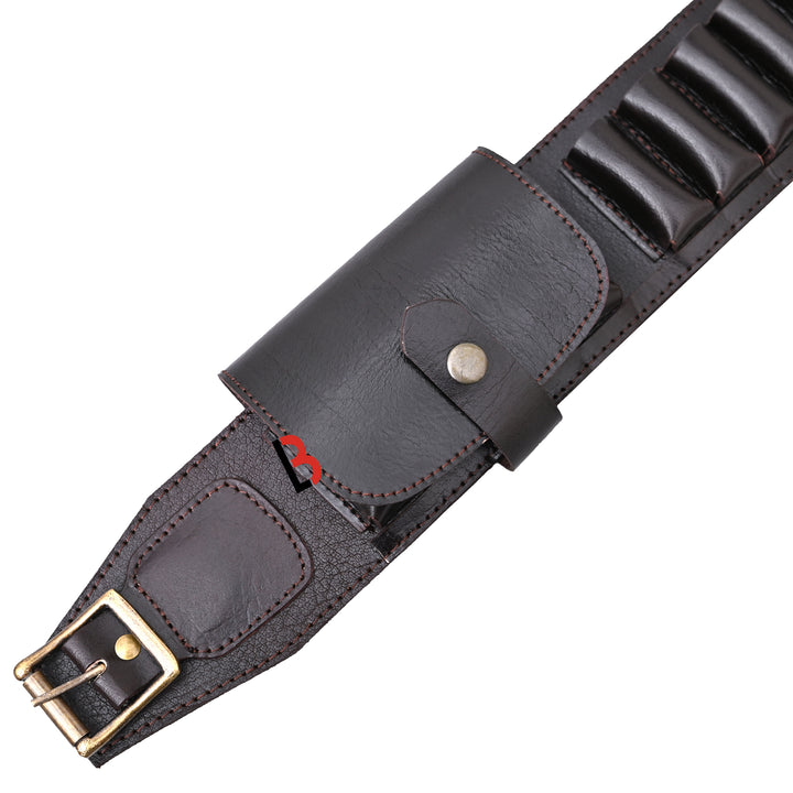 Cowhide Leather Shotshell Bandolier Belt Shotgun Shell Belt Ammunition Carrier