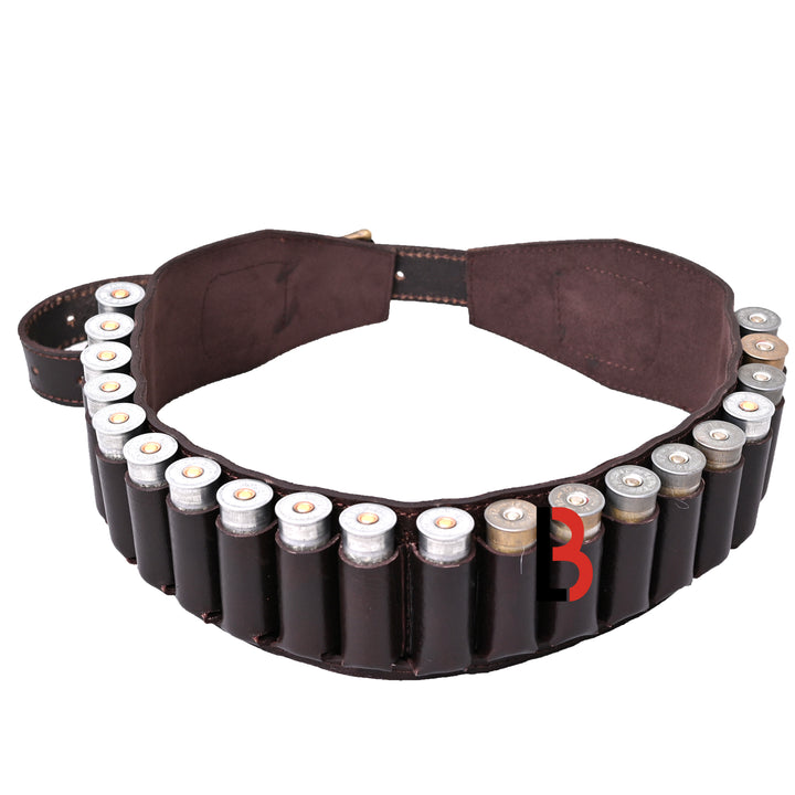 Cowhide Leather Shotshell Bandolier Belt Shotgun Shell Belt Ammunition Carrier