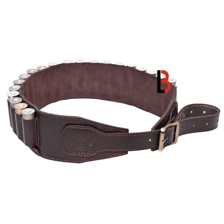 Cowhide Leather Shotshell Bandolier Belt Shotgun Shell Belt Ammunition Carrier