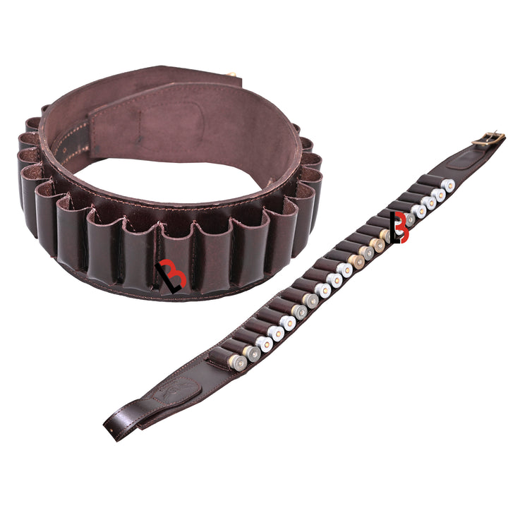 Cowhide Leather Shotshell Bandolier Belt Shotgun Shell Belt Ammunition Carrier