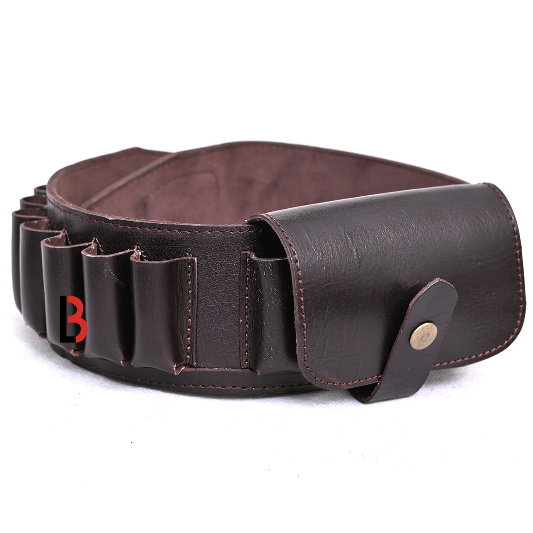 Cowhide Leather Shotshell Bandolier Belt Shotgun Shell Belt Ammunition Carrier