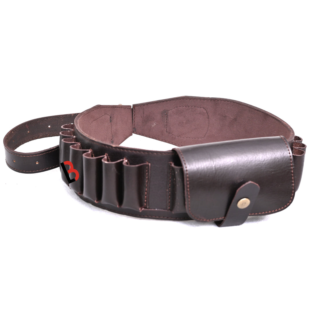 Cowhide Leather Shotshell Bandolier Belt Shotgun Shell Belt Ammunition Carrier