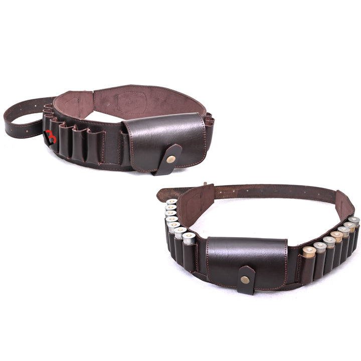 Cowhide Leather Shotshell Bandolier Belt Shotgun Shell Belt Ammunition Carrier