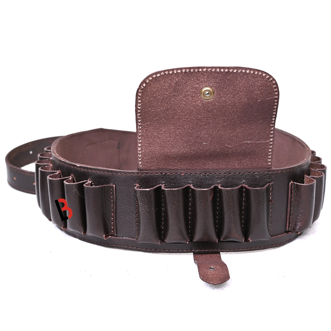 Cowhide Leather Shotshell Bandolier Belt Shotgun Shell Belt Ammunition Carrier