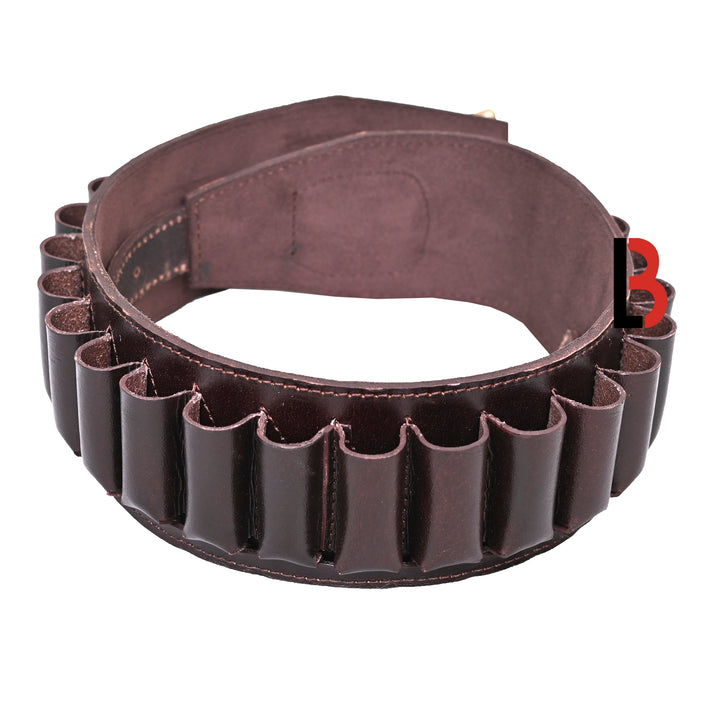 Cowhide Leather Shotshell Bandolier Belt Shotgun Shell Belt Ammunition Carrier