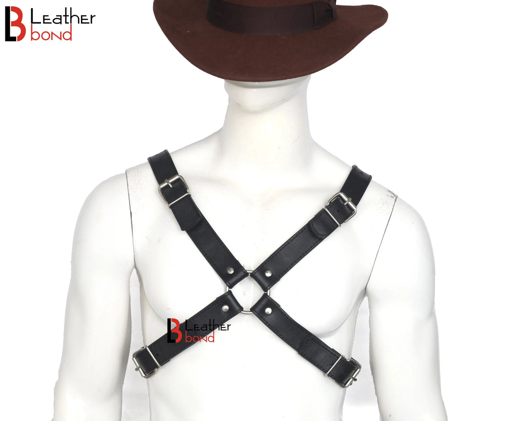 Double Folded Real Cowhide Leather Harness for Men Cross shape Chest Harness Shoulder Harness Men Fetish Wear Leather Bond