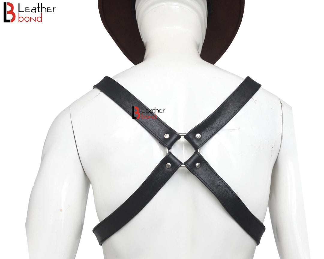 Double Folded Real Cowhide Leather Harness for Men Cross shape Chest Harness Shoulder Harness Men Fetish Wear Leather Bond