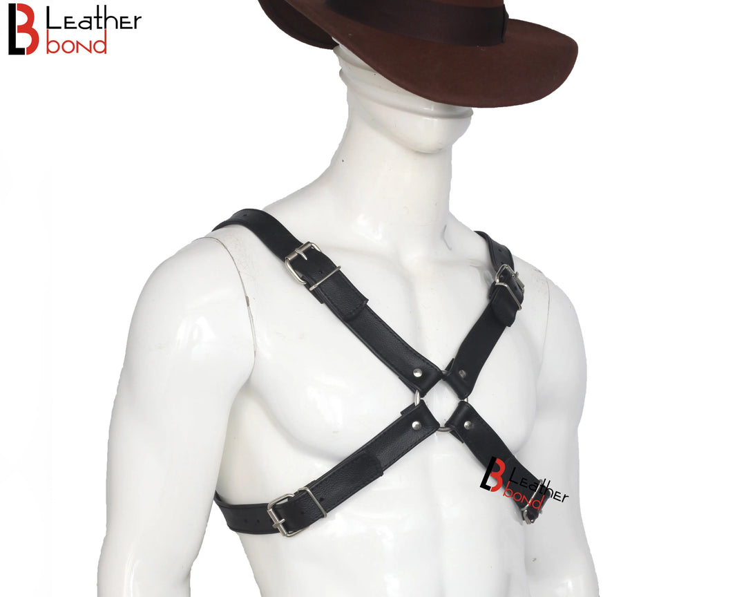 Double Folded Real Cowhide Leather Harness for Men Cross shape Chest Harness Shoulder Harness Men Fetish Wear Leather Bond