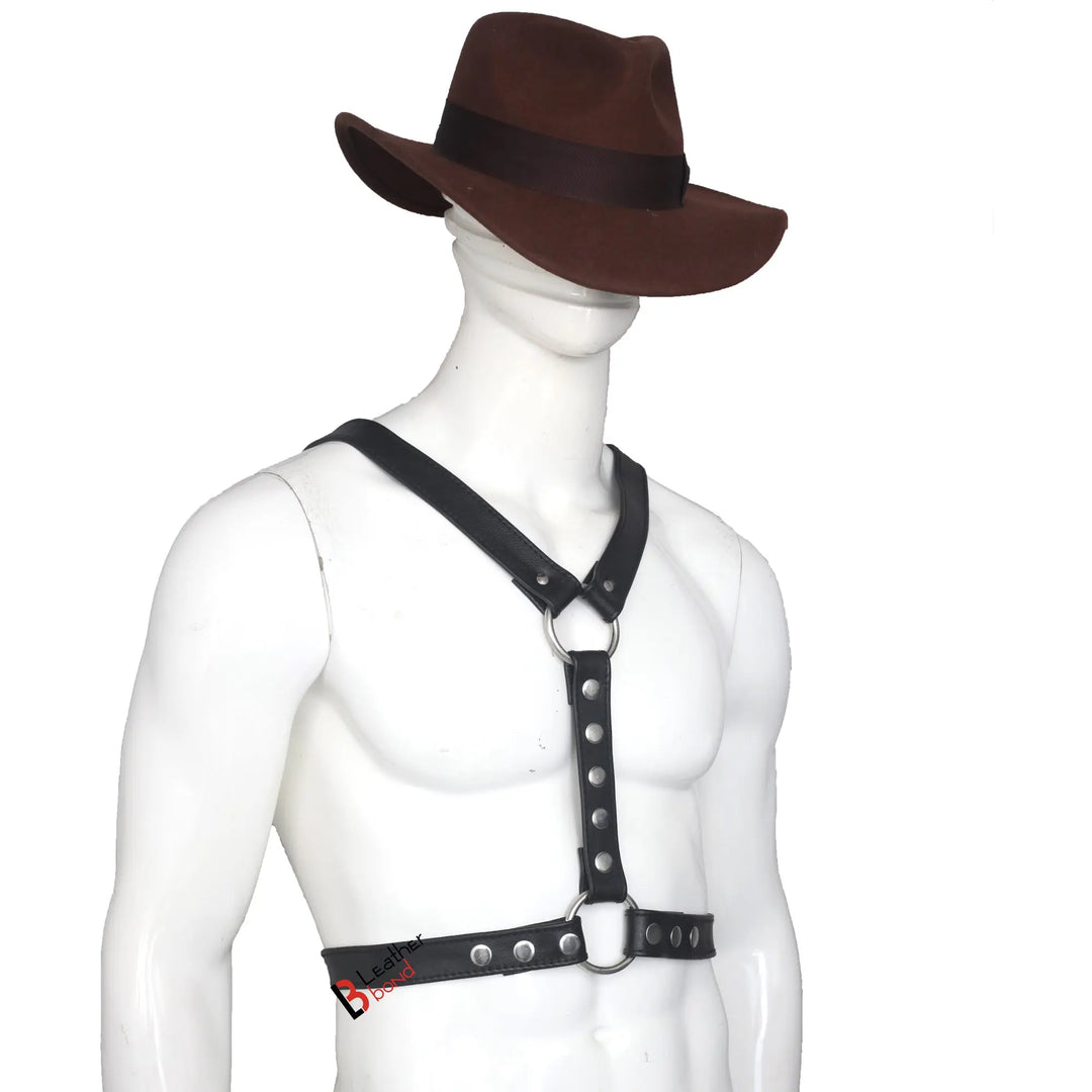 Double Folded Real Cowhide Leather Harness for Men Y shape Chest Harness Shoulder Harness Men Fetish Wear Leather Bond