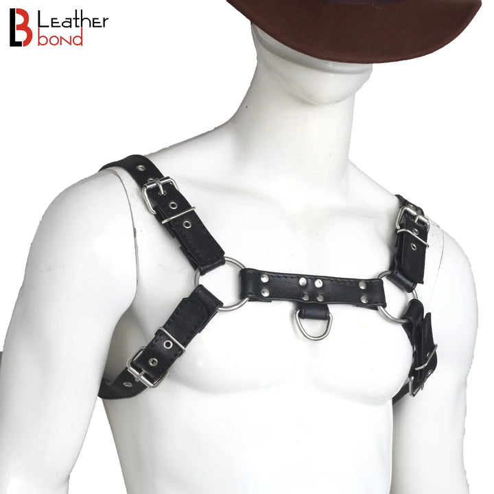 Double Folded Real Cowhide Leather Bulldog Harness Men Chest Harness Shoulder Harness Men Fetish Wear Leather Bond