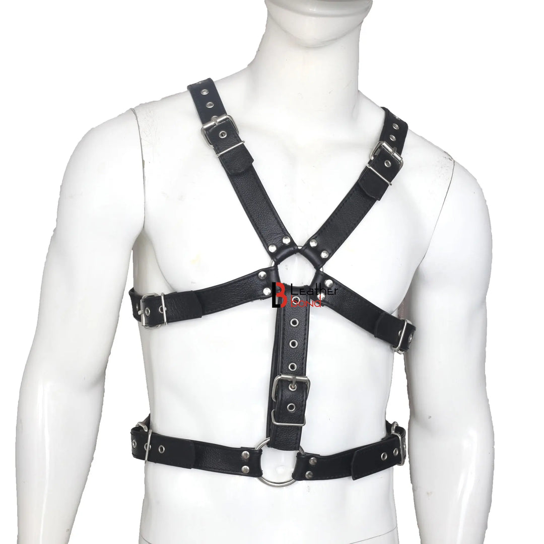 Double Folded Real Cowhide Leather Harness for Men Chest Harness Shoulder Harness Men Fetish Wear Leather Bond