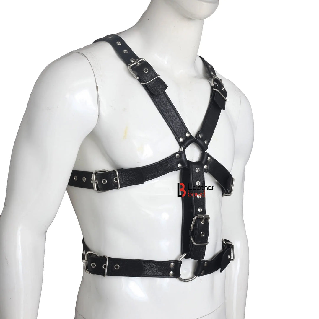 Double Folded Real Cowhide Leather Harness for Men Chest Harness Shoulder Harness Men Fetish Wear Leather Bond