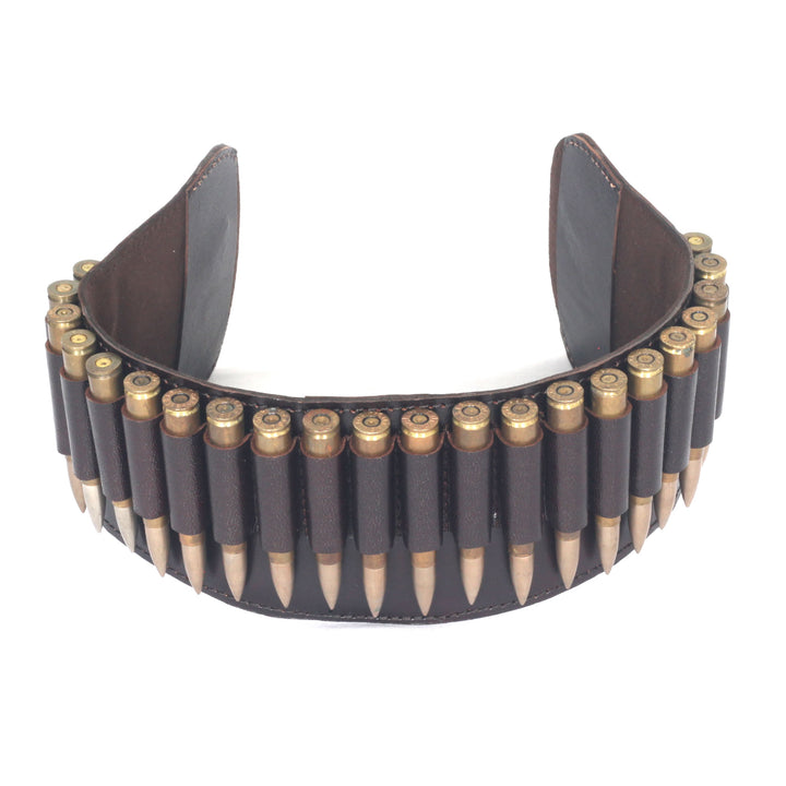 Cowhide Leather Rifle Cartridge Reload Holder, Belt Loop, 22 Loops Rifle Shells