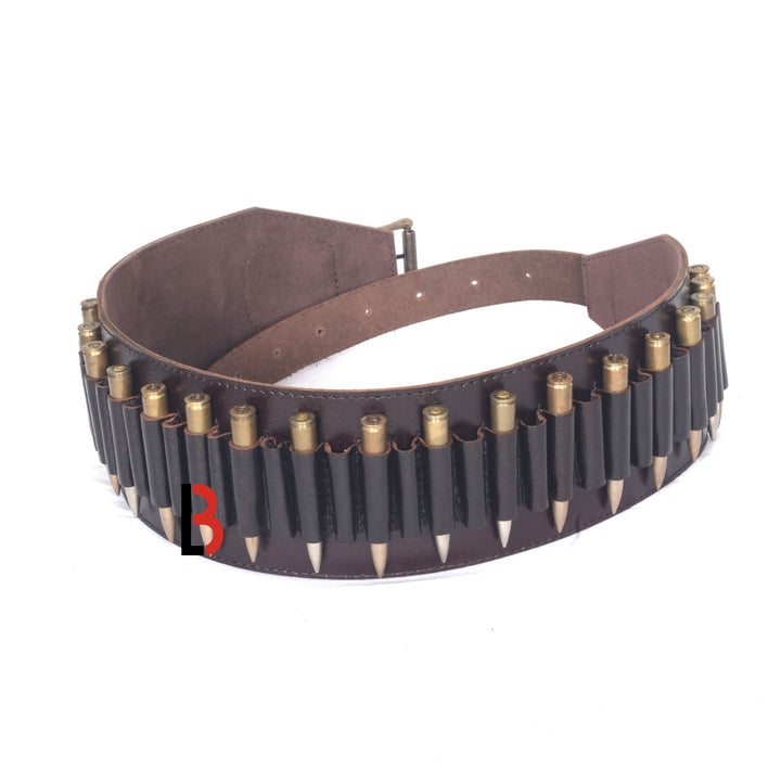 Cowhide Leather Rifle Cartridge Belt Bandolier for Rifle Shells - Hunting