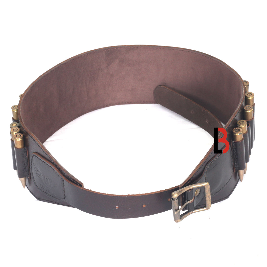 Cowhide Leather Rifle Cartridge Belt Bandolier for Rifle Shells - Hunting