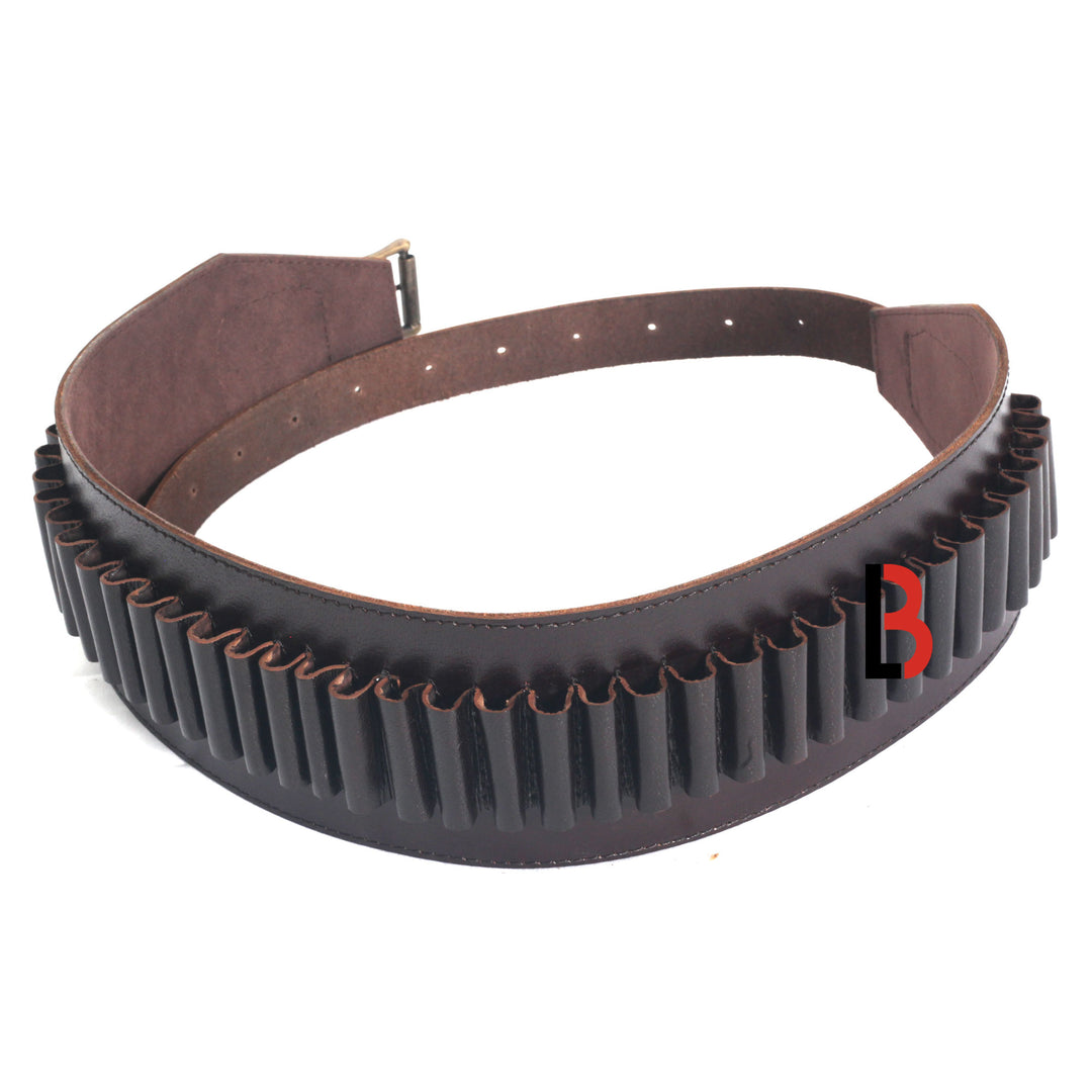 Cowhide Leather Rifle Cartridge Belt Bandolier for Rifle Shells - Hunting