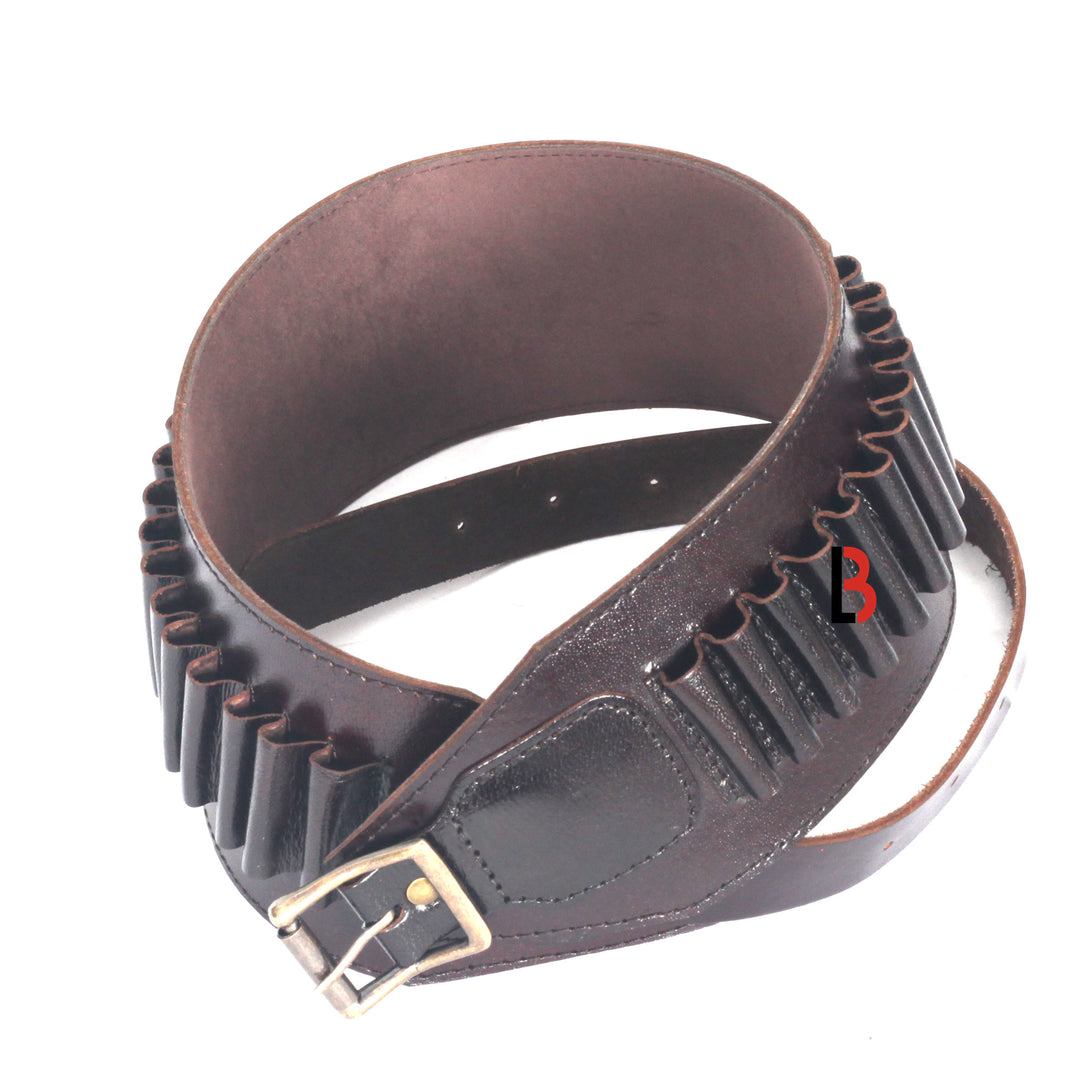 Cowhide Leather Rifle Cartridge Belt Bandolier for Rifle Shells - Hunting