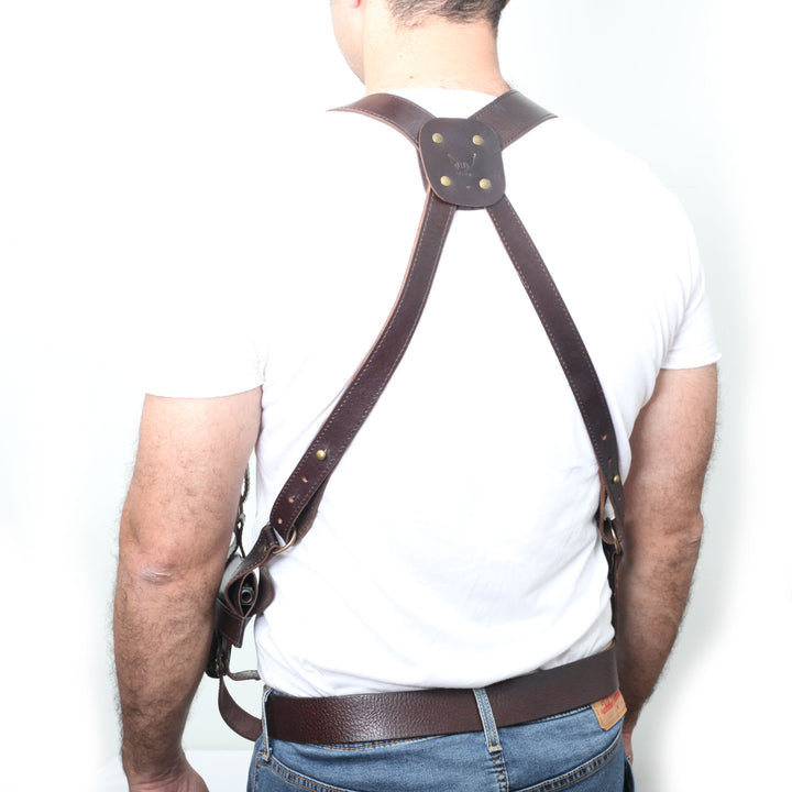 Handmade, Universal, Leather Shoulder Concealed Holster Horizontal & Double Mag