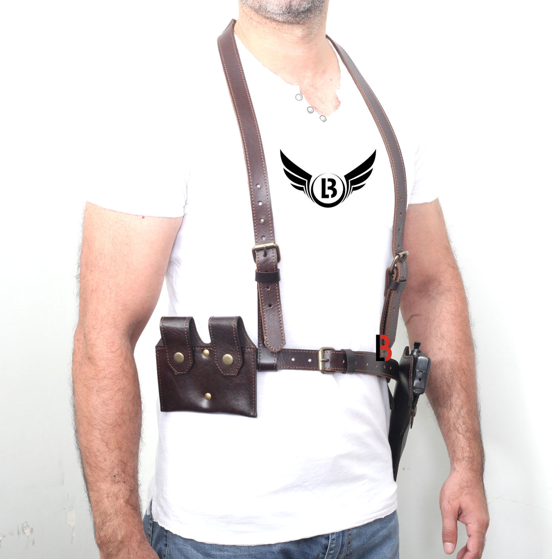 Universal Leather Shoulder Holster Waist Belt Vertical Concealed Holster