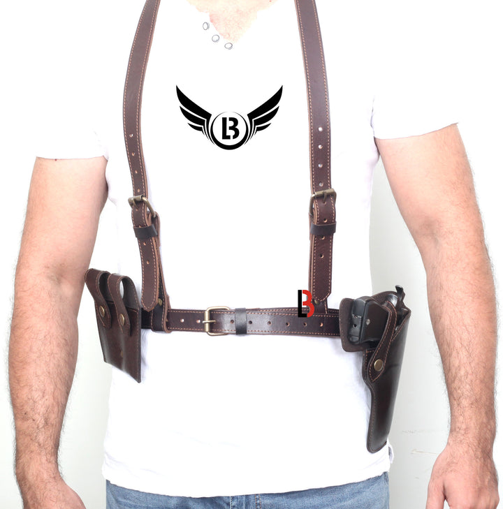 Universal Leather Shoulder Holster Waist Belt Vertical Concealed Holster