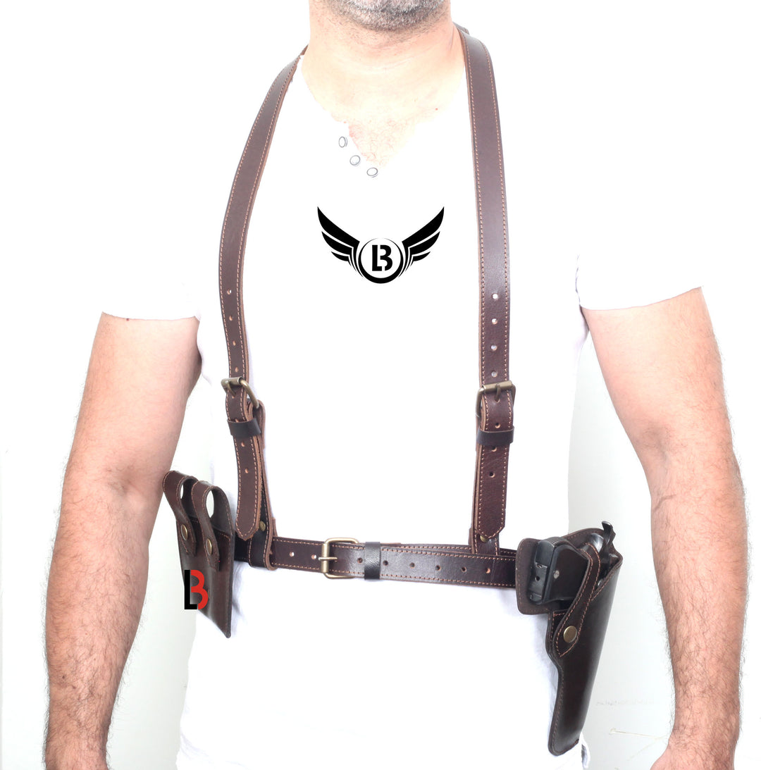 Universal Leather Shoulder Holster Waist Belt Vertical Concealed Holster