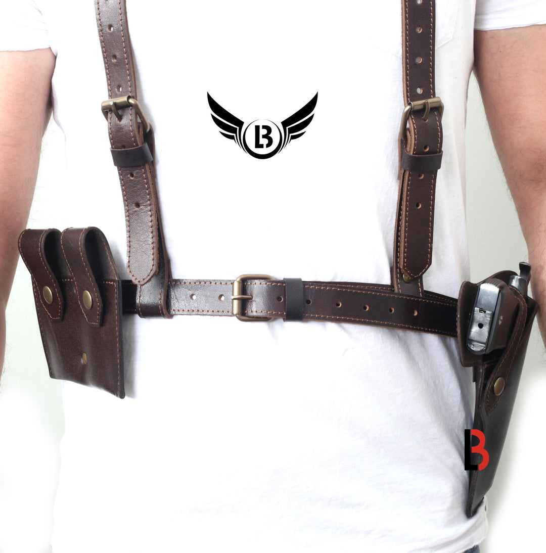 Universal Leather Shoulder Holster Waist Belt Vertical Concealed Holster