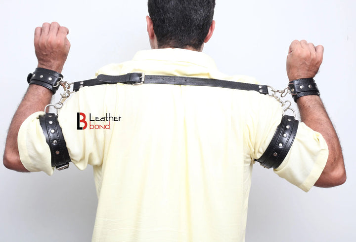 Wrist & Bicep Cuffs Restraint  Back Slave 100% Genuine Cowhide Leather Leather Bond