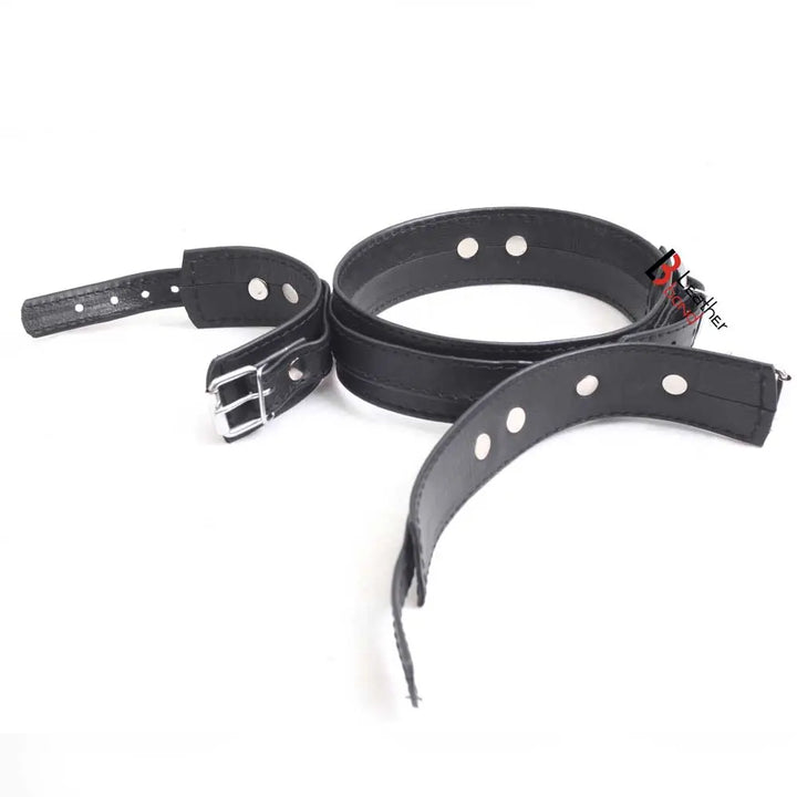 Frog-Tie Restraint Set Bondage BDSM Cosplay Torment Thigh Wrist Ankle Cuffs Toy Leather Bond