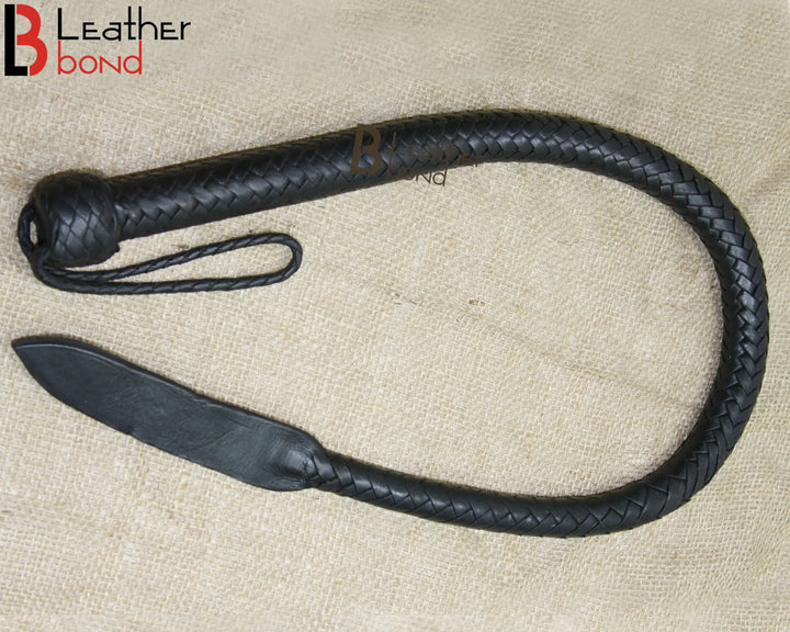 Bull Whip 3 Feet 16 Strands Cow Hide Real Leather Dragon Tail Single Tail Spanking Bullwhip Black Leather Bond