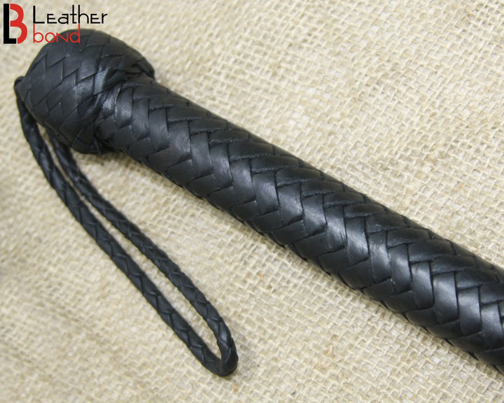 Bull Whip 3 Feet 16 Strands Cow Hide Real Leather Dragon Tail Single Tail Spanking Bullwhip Black Leather Bond