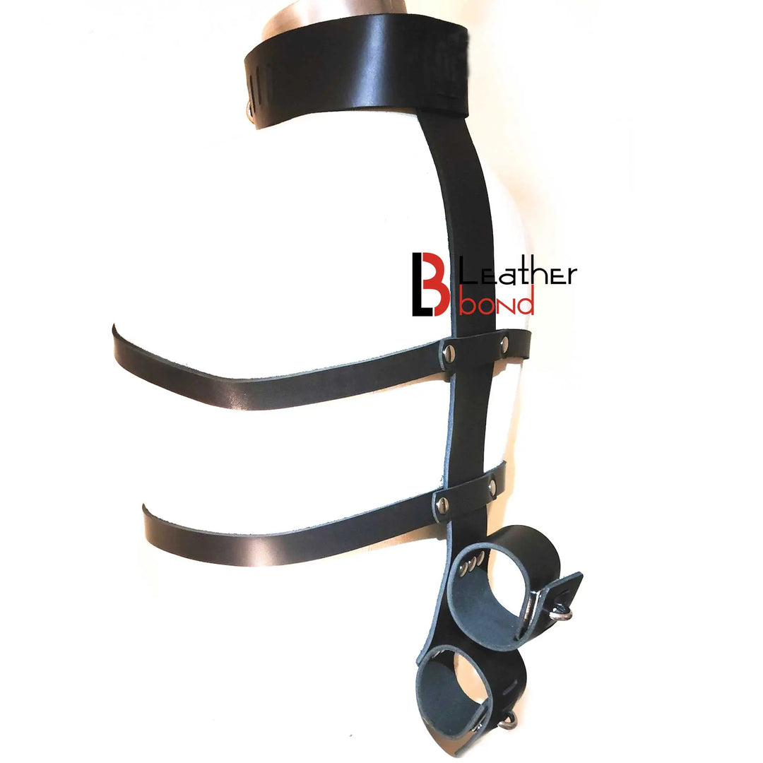 Armbinder Locking collar to wrist bondage restraint set Back Restraint  Back Slave BDSM Made with Genuine Cowhide Leather Leather Bond