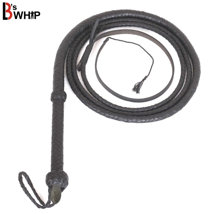 Indiana Jones Style Bull Whip 6 Foot 8 Plaits Real Cow Hide Leather Bullwhip Black LB's Whip