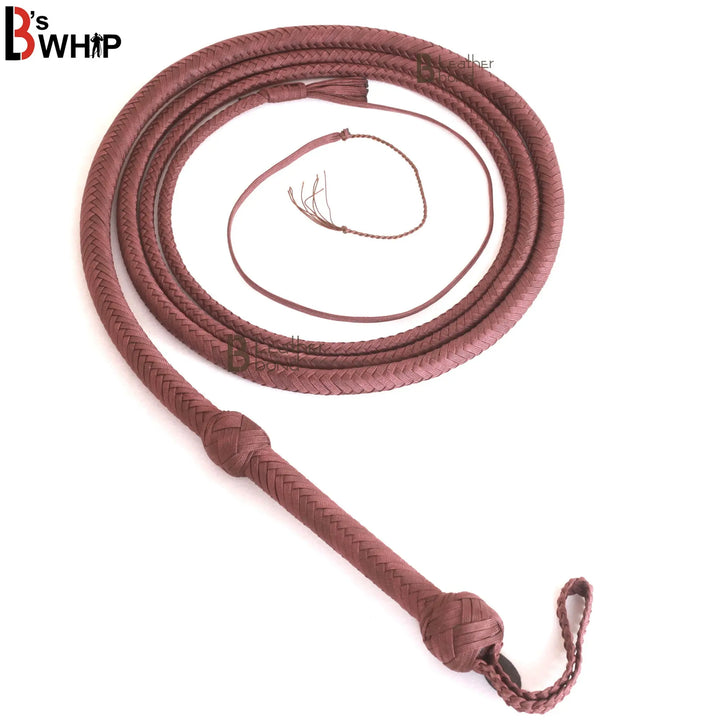 Indiana Jones Style Whip 6, 8, 10, 12, 14 & 16 Feet 12 Strands Bullwhip Dark Brown Para Cord Nylon Bull Whip with Leather Plaited Bellies - Leather Bond