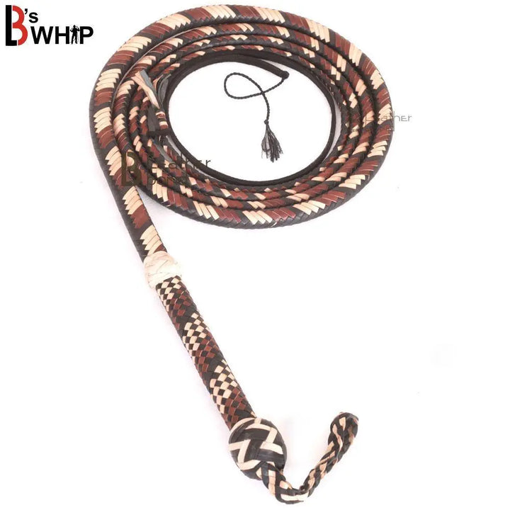 Bull Whip 6, 8, 10, 12, 14 & 16 Feet long 16 Strands Kangaroo Hide Leather Equestrian Bullwhip Leather Belly and Bolster Inside, Indiana Jones - Leather Bond