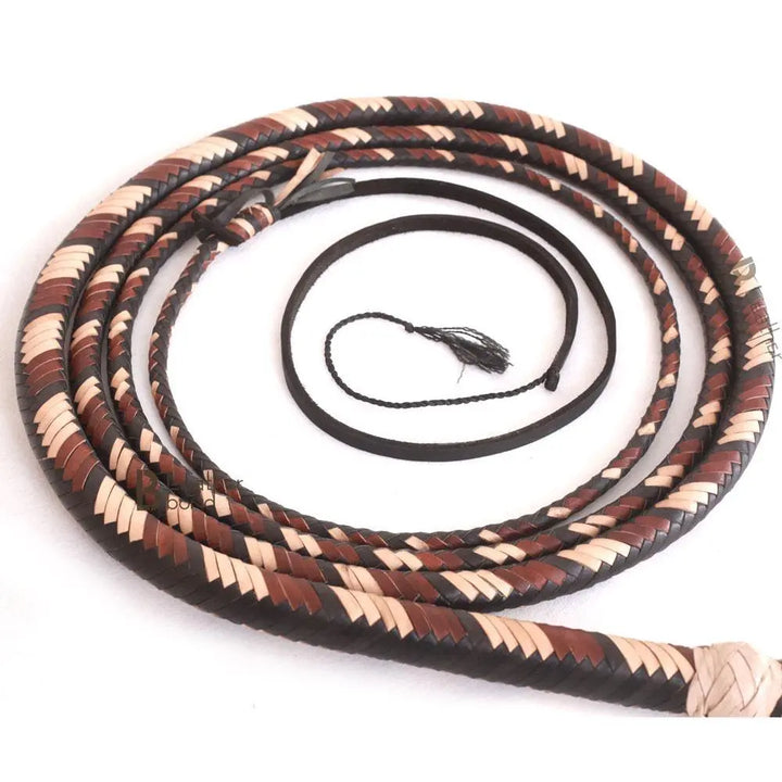 Bull Whip 6, 8, 10, 12, 14 & 16 Feet long 16 Strands Kangaroo Hide Leather Equestrian Bullwhip Leather Belly and Bolster Inside, Indiana Jones - Leather Bond