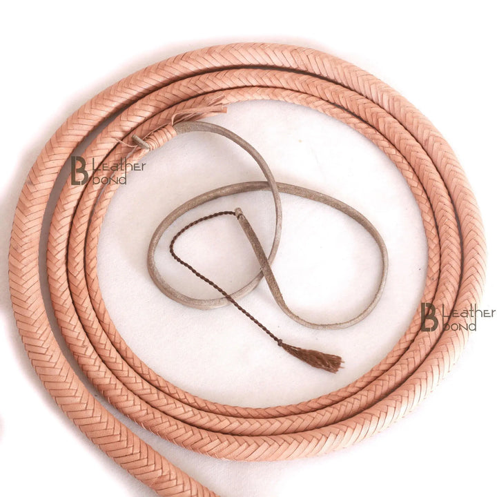 Bull Whip 6, 8, 10, 12, 14 & 16 Feet long 12 Strands Cowhide Leather Equestrian Bullwhip Indiana Jones - Leather Bond