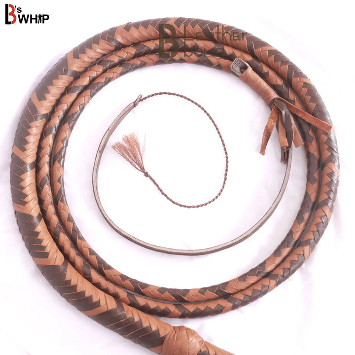 Indiana Jones Style 6 Foot 16 Plait Dark Brown Leather Bullwhip Real Cowhide Leather Bull Whip - Leather Bond