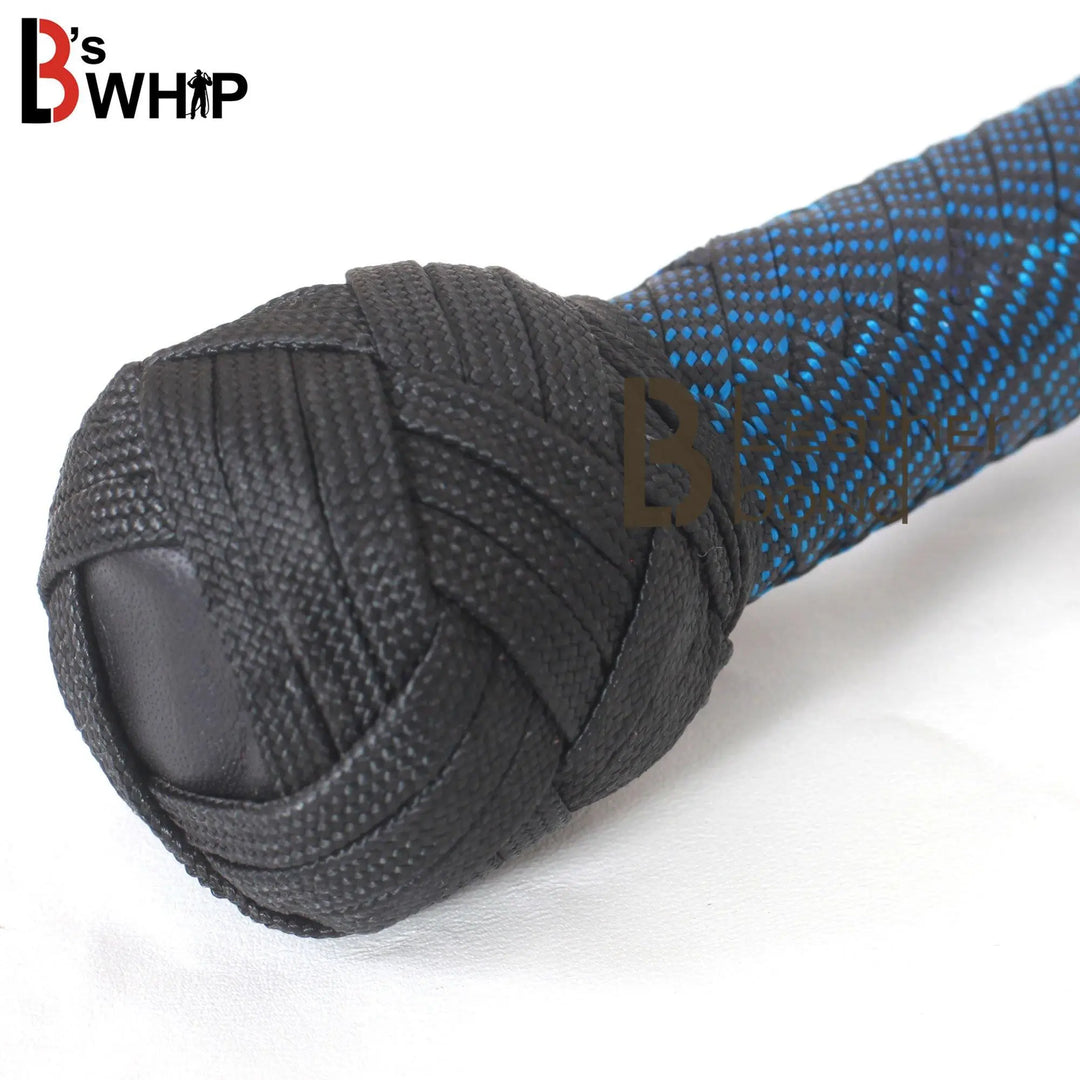 Blue & Black Paracord Bullwhip 06 & 08 Feet long 12 Strands Bullwhip Para Cord Nylon Bull Whip - Leather Bond