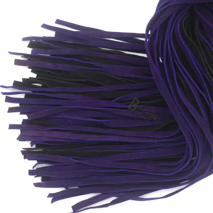 Real Genuine Cow Hide Suede Leather Flogger 50 Falls Purple & Black Heavy Duty Thuddy whip - Leather Bond