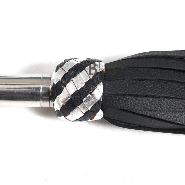 Fully Handmade & Real Genuine Cow Hide Leather Heavy Duty 50 Falls Flogger Steel Handle Black Falls - Leather Bond