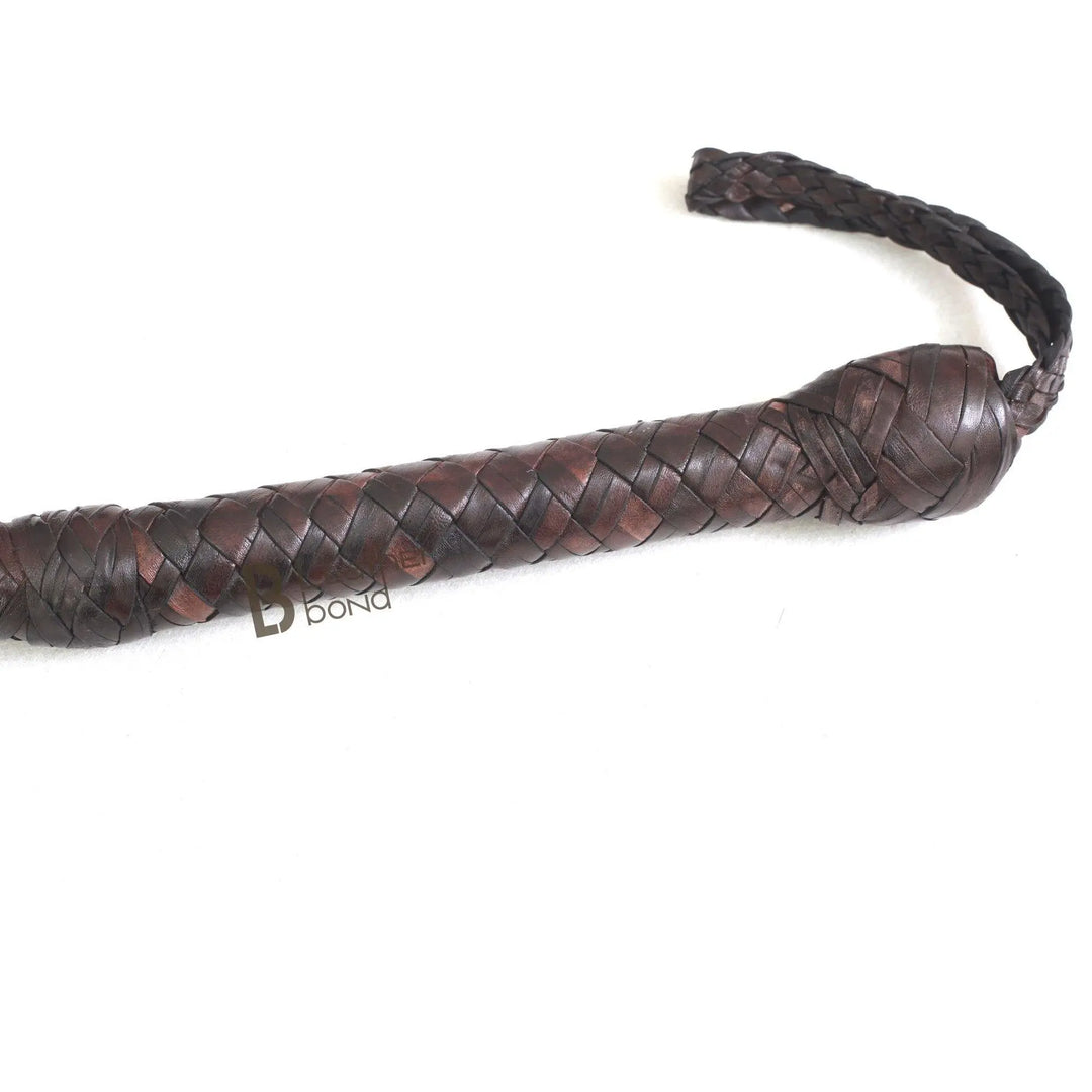 Bull Whip 6, 8, 10, 12, 14 & 16 Feet long 16 Strands Kangaroo Hide Leather Equestrian Bullwhip Leather Belly and Bolster Inside, Indiana Jones Dark Brown - Leather Bond