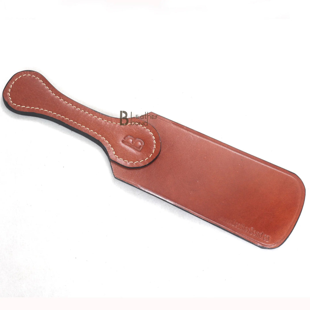 Real Cowhide Saddle Leather Spanking BDSM Paddle Slapper 8mm Thick, Lightweight small and Flexible Brown - Leather Bond