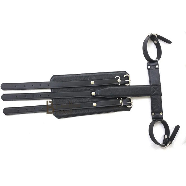 100% Genuine Leather Back Wrist & Bicep Cuffs Restraint Bondage Back Slave BDSM - Leather Bond