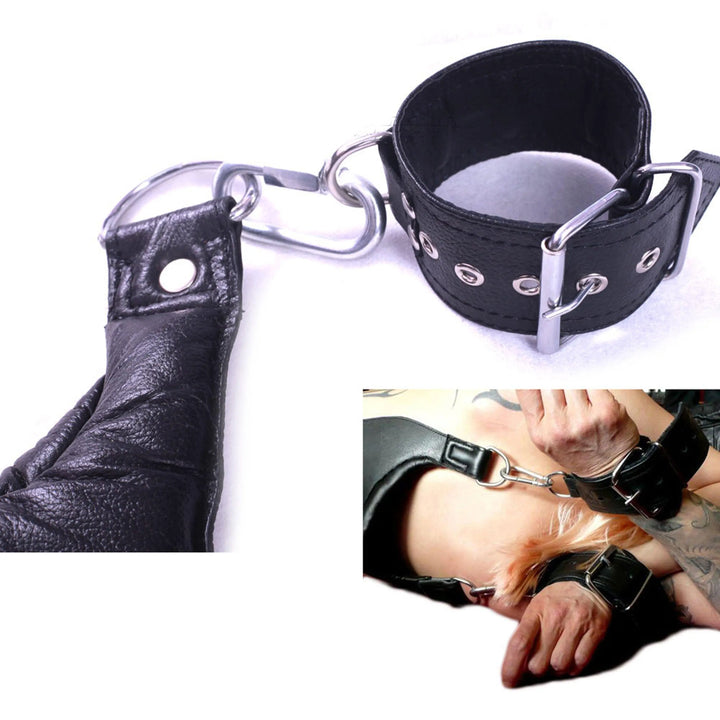 Cowhide Leather Sex Posture Sling with Wrist, Ankle & Thigh Cuffs and Connectors Restraint Bondage Play - Leather Bond