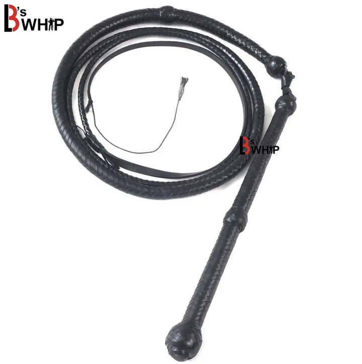 Black Stockwhip 04 Feet to 12 Feet long and 16 Plaits Kangaroo Hide Leather Equestrian Australian Stock Whip LB's Whip