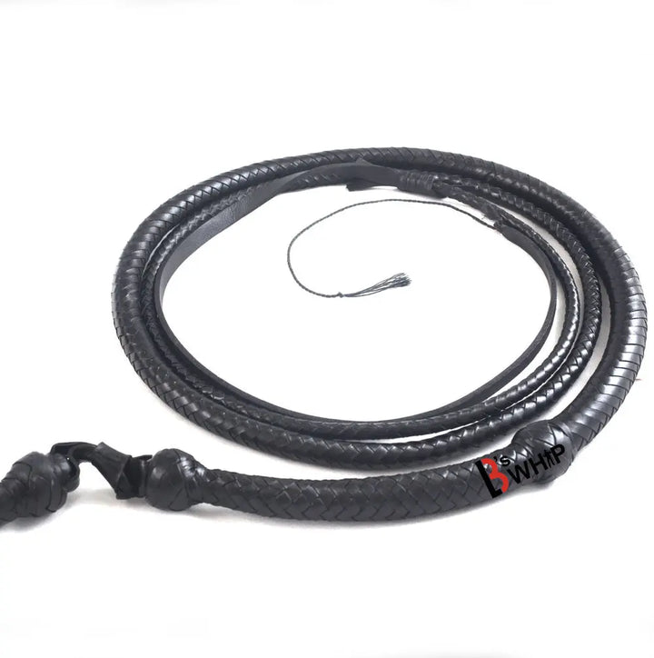 Black Stockwhip 04 Feet to 12 Feet long and 16 Plaits Kangaroo Hide Leather Equestrian Australian Stock Whip LB's Whip