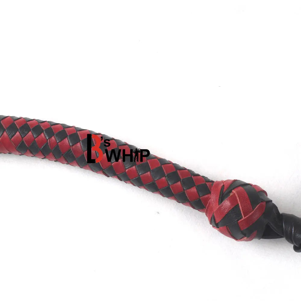 Red & Black Stockwhip 04 Feet to 12 Feet long and 16 Plaits Kangaroo Hide Leather Equestrian Australian Stock Whip LB's Whip